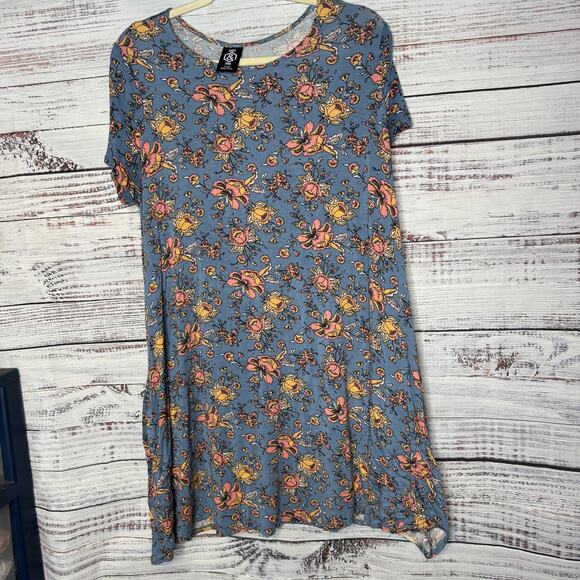 Agnes & Dora Floral Crew Neck Short Sleeve Tunic Dress XL - Picture 1 of 3